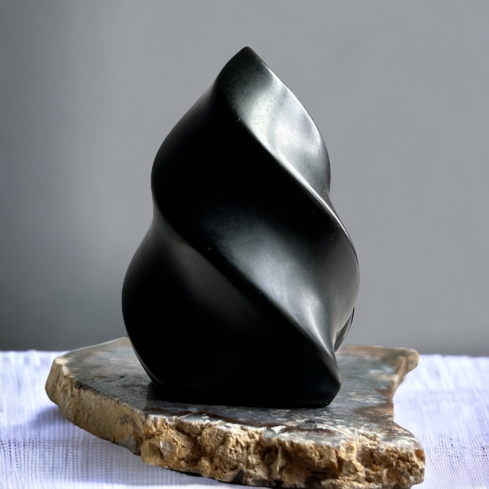 Obsidian Flame Carving- Semi Matte Polish